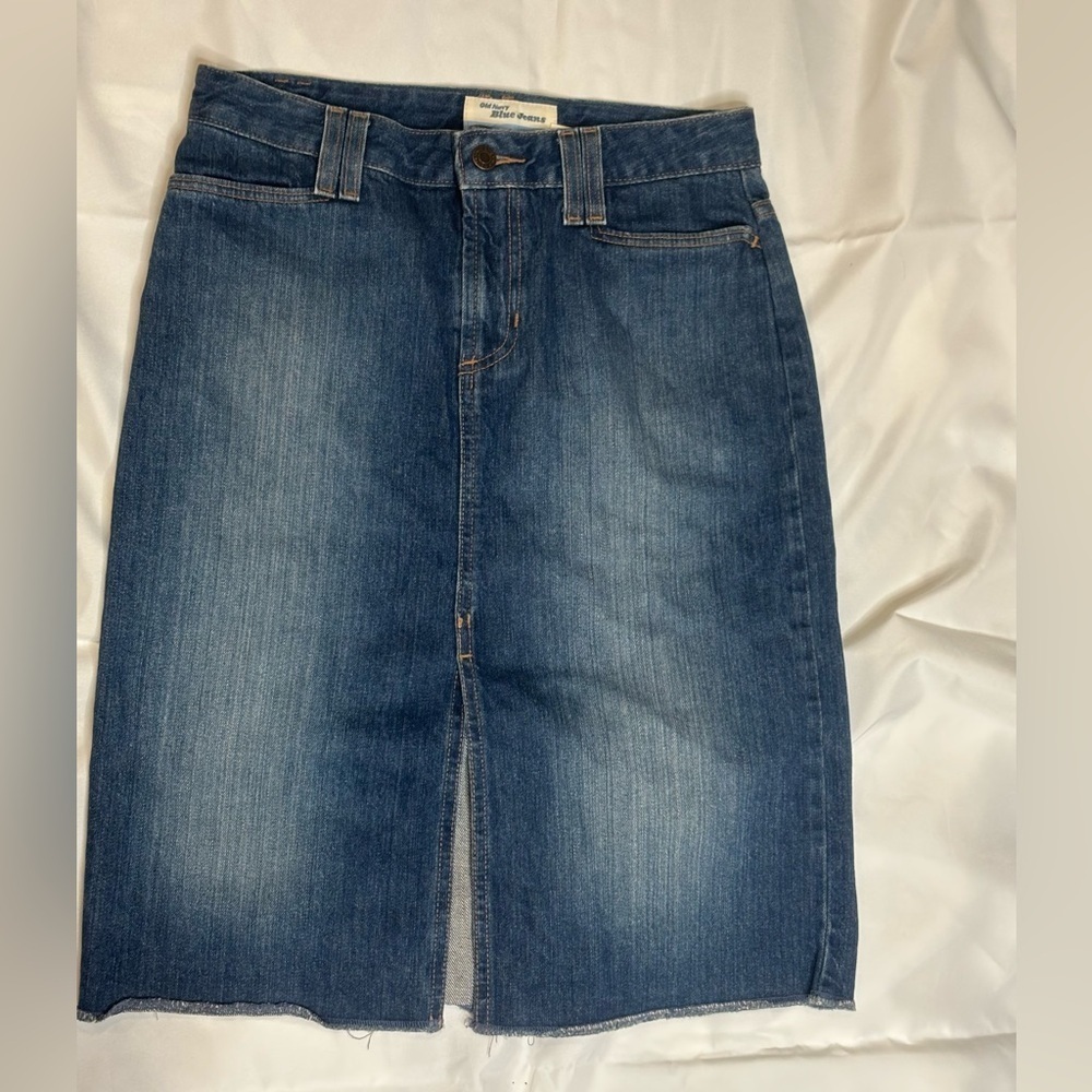Old Navy Y2k Slit Front Denim Midi Skirt SZ 4